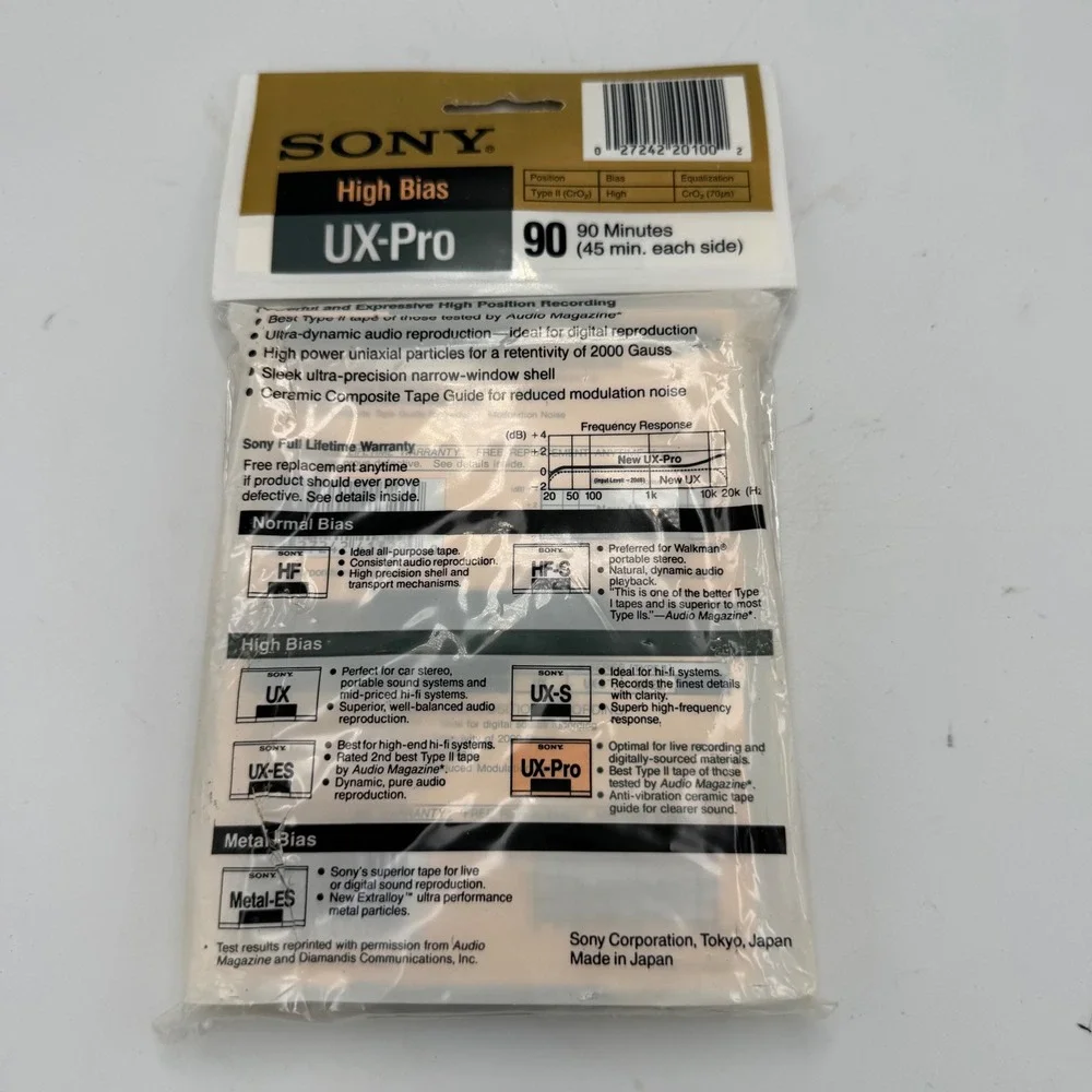 Sony UX-Pro 90 High Bias Type II Blank Audio Cassette Tapes 2-Pack Sealed Japan